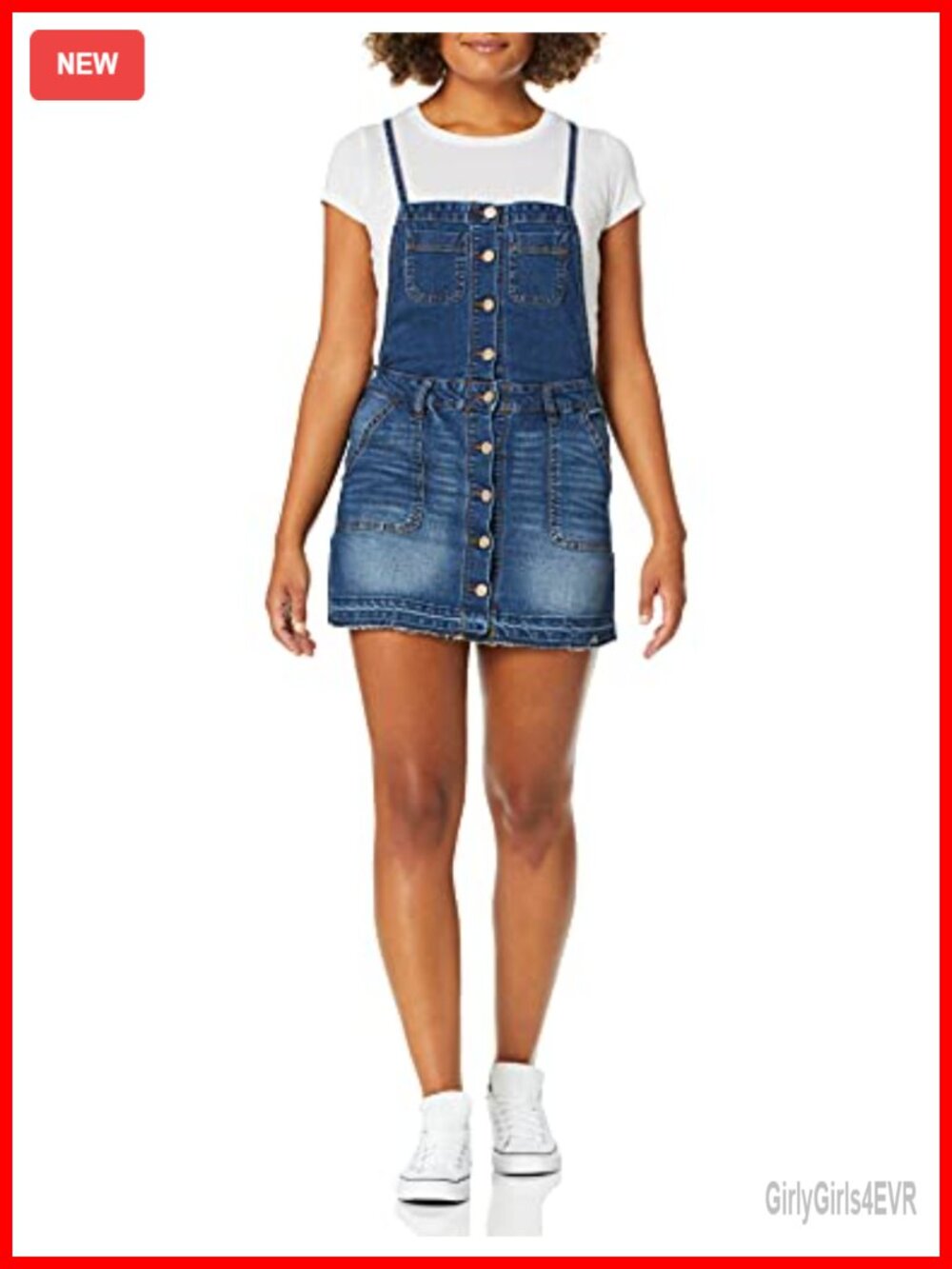 Women's Dark Wash Denim Skirt with Porkchop Pockets and Criss Cross Back Straps